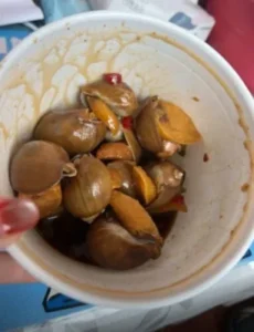 Sizzling Spicy Abalone Snails Buy one bucket, get one bucket free and a 350g taster pack. photo review